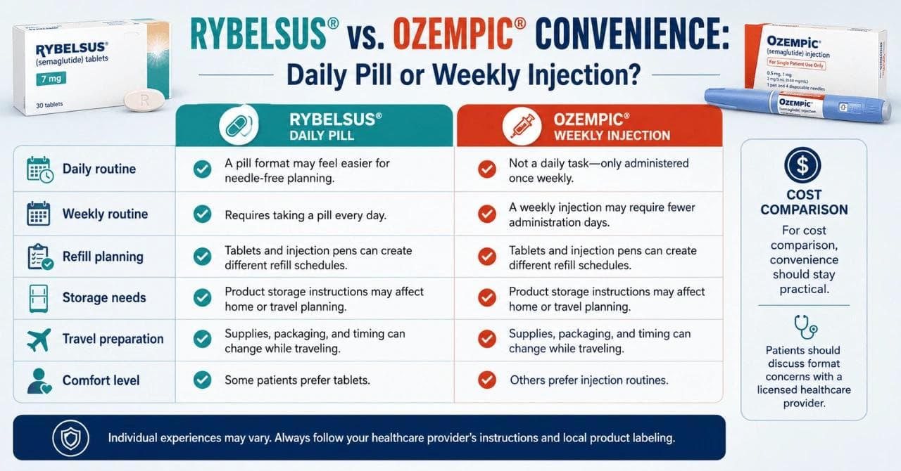 Rybelsus vs. Ozempic Convenience: Daily Pill or Weekly Injection